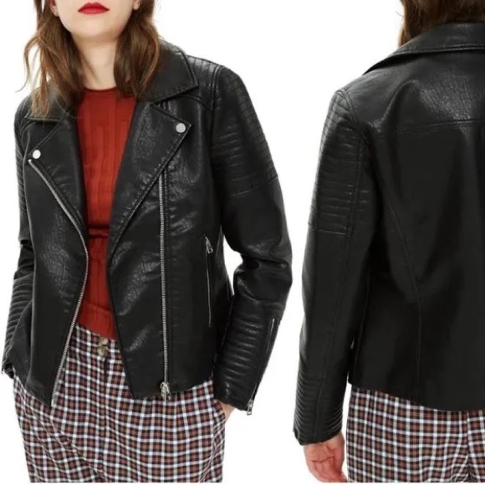 Topshop vegan leather moto jacket - small - size 6